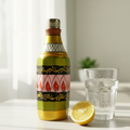 Handpainted Folk Rhythm Terracotta Bottle
