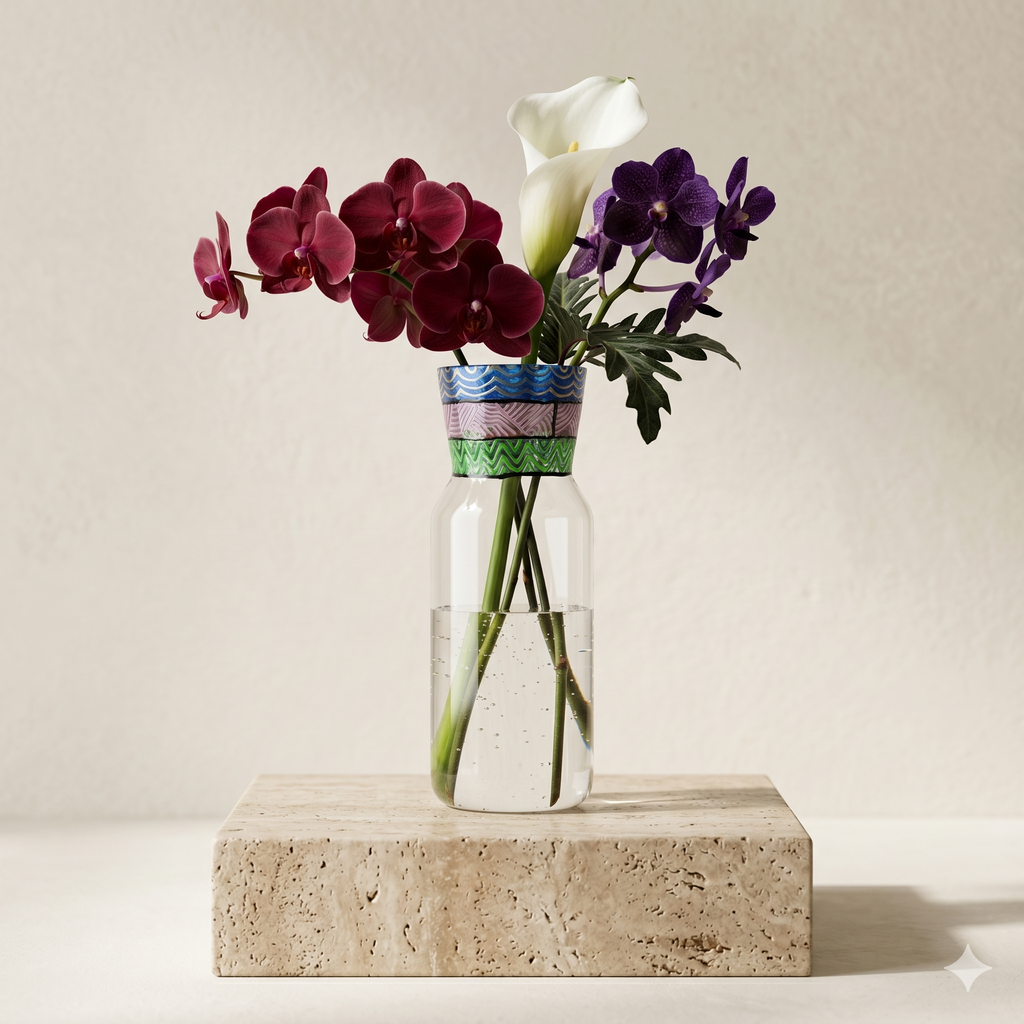 The Boho Banded Glass Vase