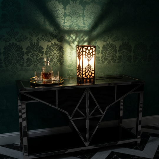 Handcrafted GeoGlow MDF Table Lamp