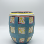 HandPainted Blue-Check Terracotta Planter