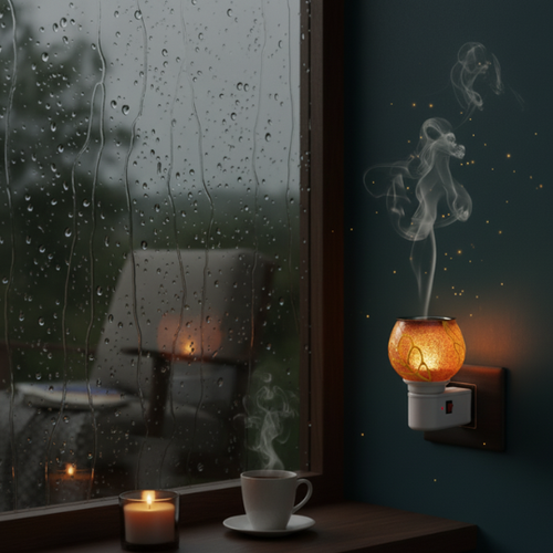 AutumnLeaf Glass Camphor & Oil Diffuser Lamp (Kapoor Dani)