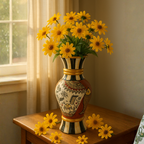 Handpainted Folk Harmony Terracotta Vase