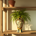 Handpainted Folk Harmony Terracotta Vase