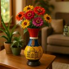 Handpainted Royal Taj Terracotta Vase