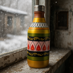 Handpainted Folk Rhythm Terracotta Bottle