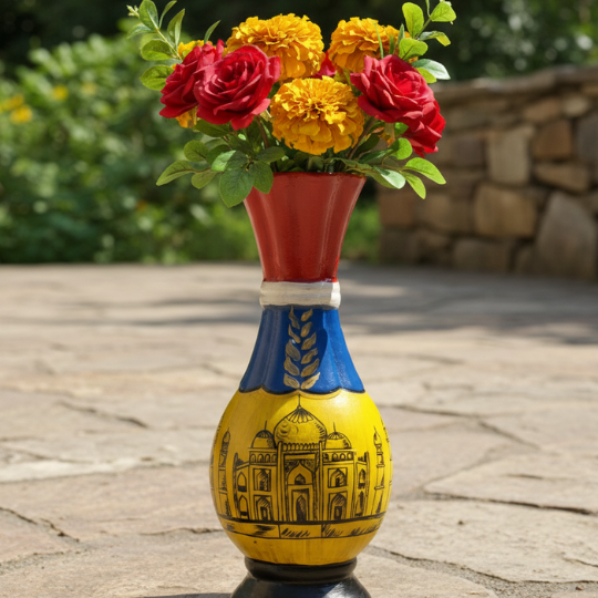 Handpainted Royal Taj Terracotta Vase