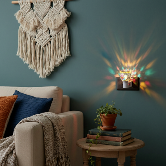 Handcrafted PrismicCrest Glass Shards Camphor & Oil Diffuser Lamp (Kapoor Dani)