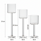 Luminé Trio — Borosil Glass Candle Stands (Set of 3)