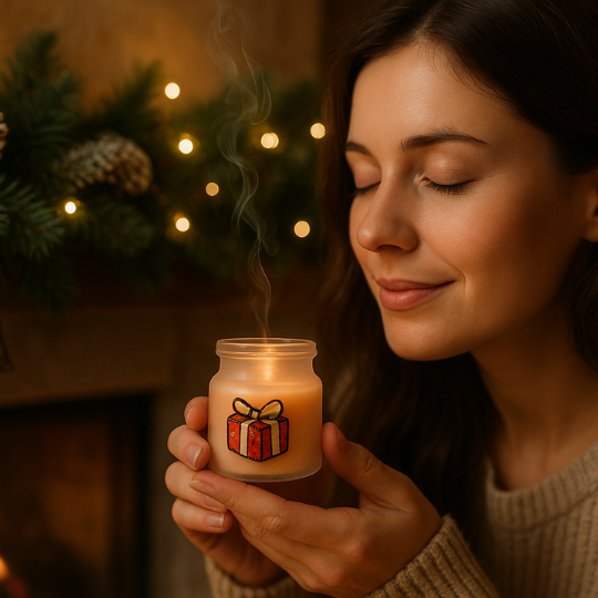 HandPainted Santa Noël — Frosted Glass Scented Candle Set (Set of 3) - Christmas