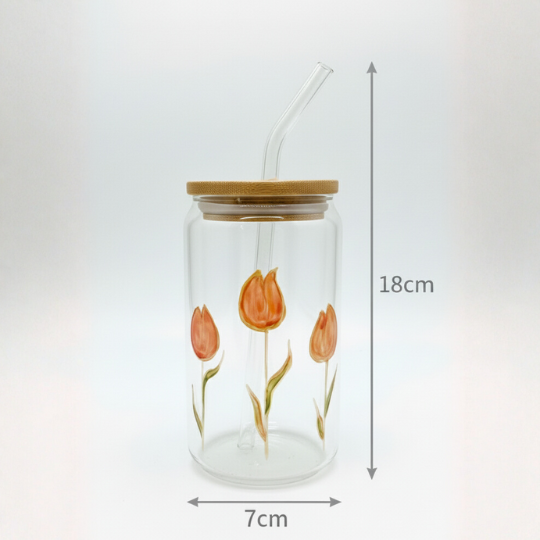 HandPainted TriTulip Sip — Borosil Glass Sipper