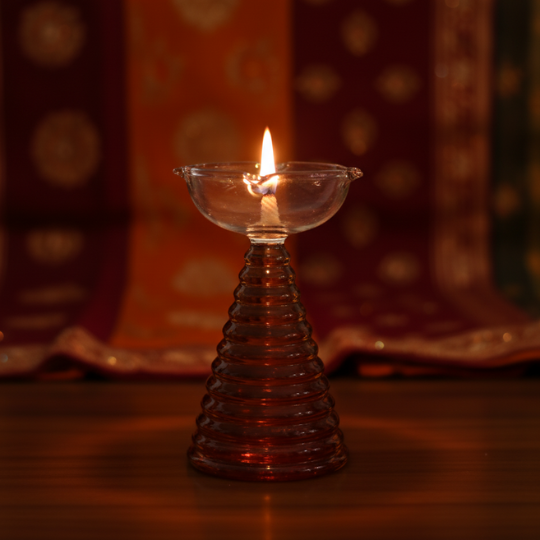 Pooja Glass Ghanti and Diya