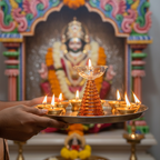 Pooja Glass Ghanti and Diya