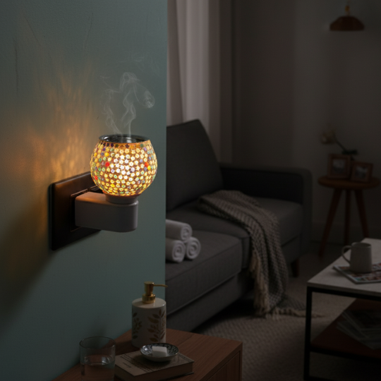 Handcrafted RadiantHue Glass Shards Camphor & Oil Diffuser Lamp (Kapoor Dani)