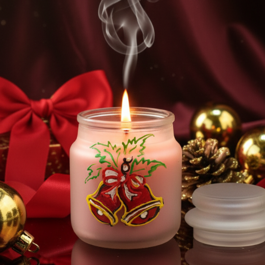 HandPainted Santa Noël — Frosted Glass Scented Candle Set (Set of 3) - Christmas