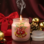 HandPainted Santa Noël — Frosted Glass Scented Candle Set (Set of 3) - Christmas