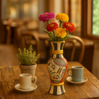 Handpainted Folk Harmony Terracotta Vase