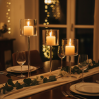 Luminé Trio — Borosil Glass Candle Stands (Set of 3)