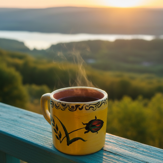 Handpainted Bloom Terracotta Cup (Set of 6)
