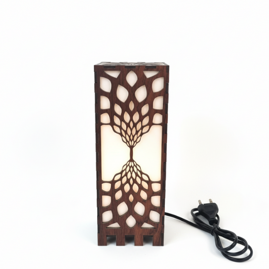 Handcrafted GeoGlow MDF Table Lamp