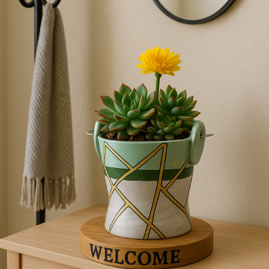 Handpainted Forest Bloom Terracotta Planter