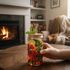 HandPainted Hibiscus Bloom Sip — Glass Sipper