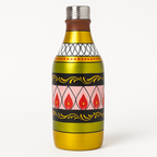 Handpainted Folk Rhythm Terracotta Bottle