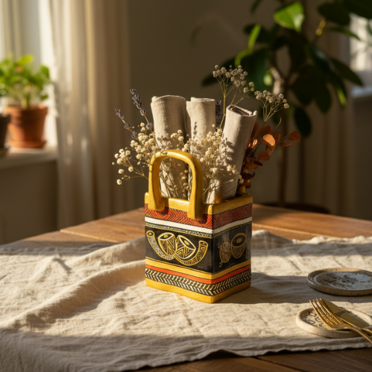 Handpainted Timeless Motif Terracotta Pentissue paper Holder
